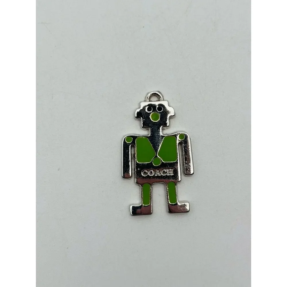 COACH Robot Keychain Silver And Green Metal Charm For Coach Purse Or Bag